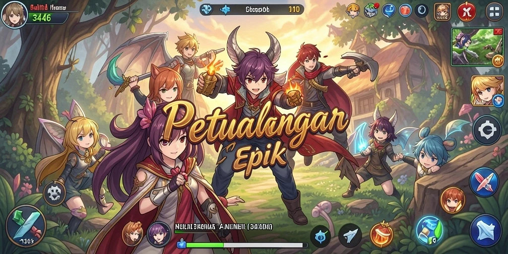 Screenshot utama 3446 menampilkan aksi karakter dalam dunia anime.
