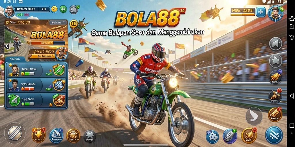 Tampilan gameplay balapan yang mendebarkan di BOLA88.