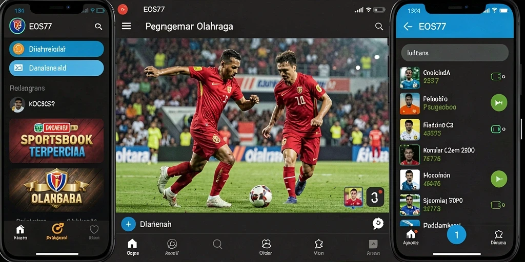 Tampilan menarik dari aplikasi EOS77 saat melakukan taruhan olahraga.