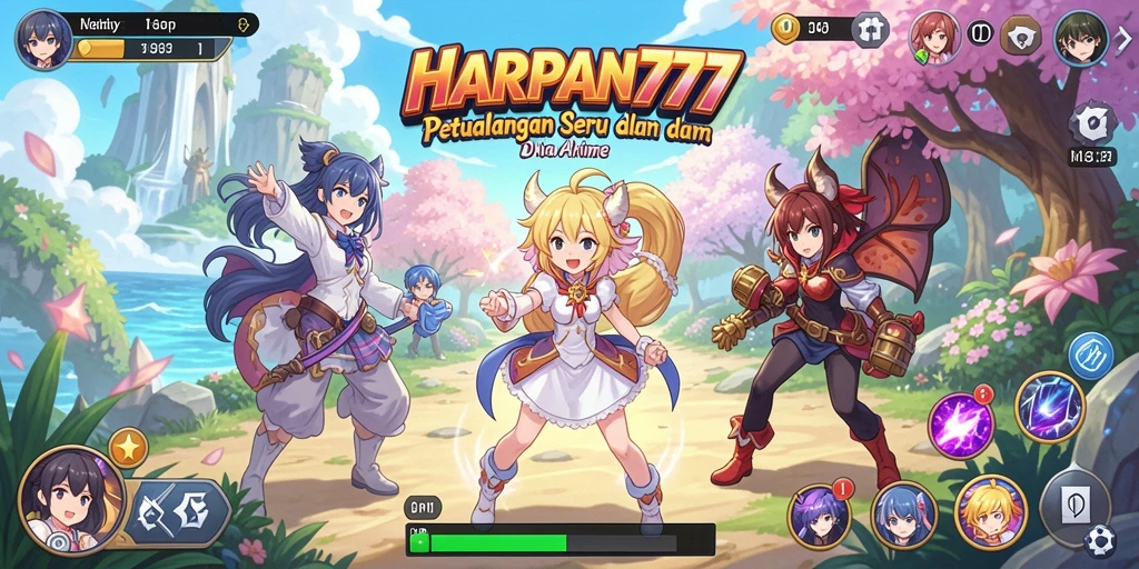 Gameplay seru HARAPAN777 dengan karakter anime keren.