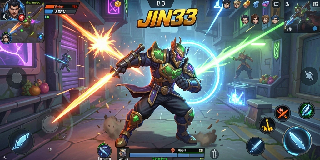 Tampilan gameplay seru pertarungan dalam JIN33.
