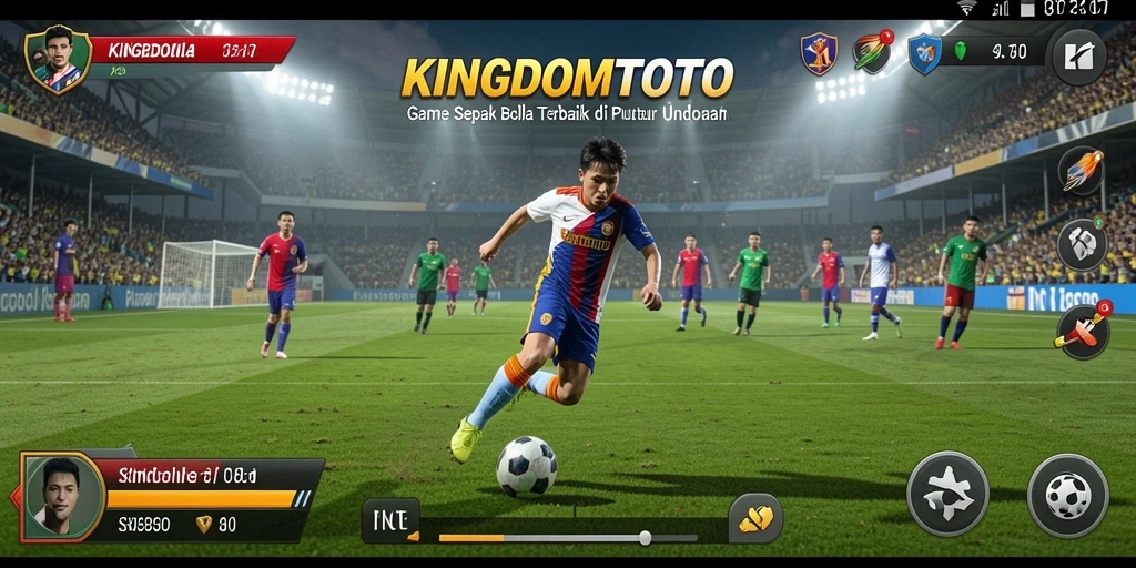 Gambaran gameplay seru dari KINGDOMTOTO dengan aksi sepak bola yang mendebarkan.