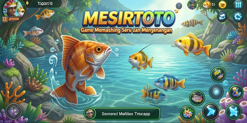 Tampilan gameplay seru dari MESIRTOTO saat memancing ikan.
