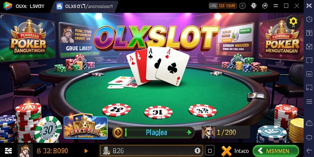 Screenshot OLXSLOT menampilkan aksi permainan poker yang mendebarkan.