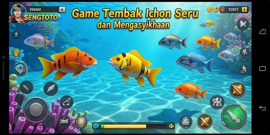 Tampilan gameplay seru SENGTOTO dengan berbagai jenis ikan.