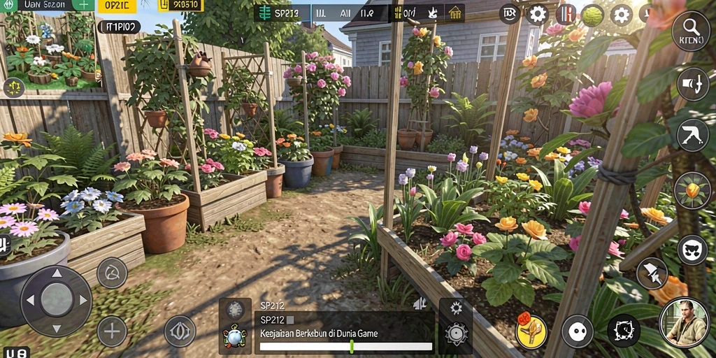 Tampilan menarik dari gameplay berkebun di SP212.